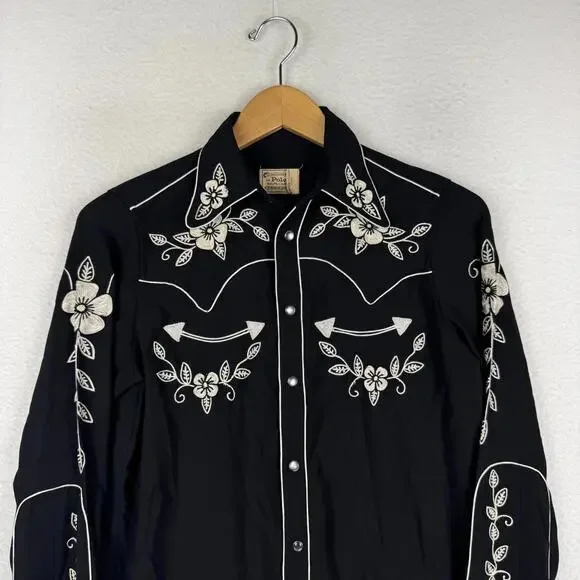 Polo Ralph Lauren Women's 2 Relaxed Fit Pearl Snap Western Embroidered Shirt - Picture 4 of 11